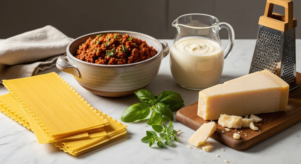 Assiette de lasagne saumon épinard présentée de manière gastronomique.