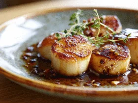navet — plat de haute gastronomie française, navets glacés au miel caramélisés et brillants sur assiette artisanale en céramique, photo culinaire raffinée
