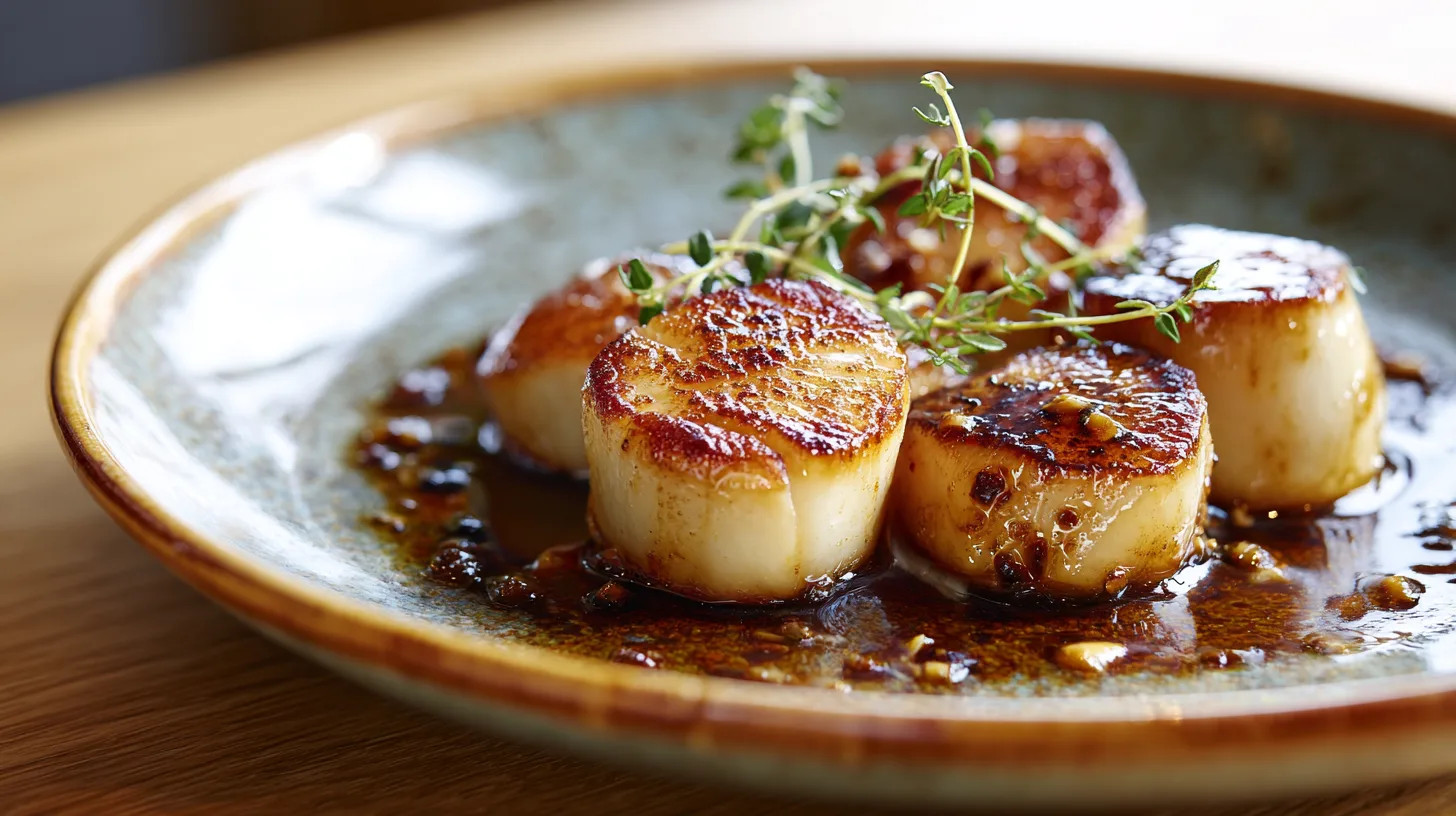 navet — plat de haute gastronomie française, navets glacés au miel caramélisés et brillants sur assiette artisanale en céramique, photo culinaire raffinée