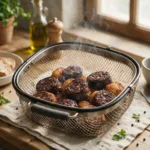 Tranches de boudin noir airfryer croustillantes et dorées dans le panier