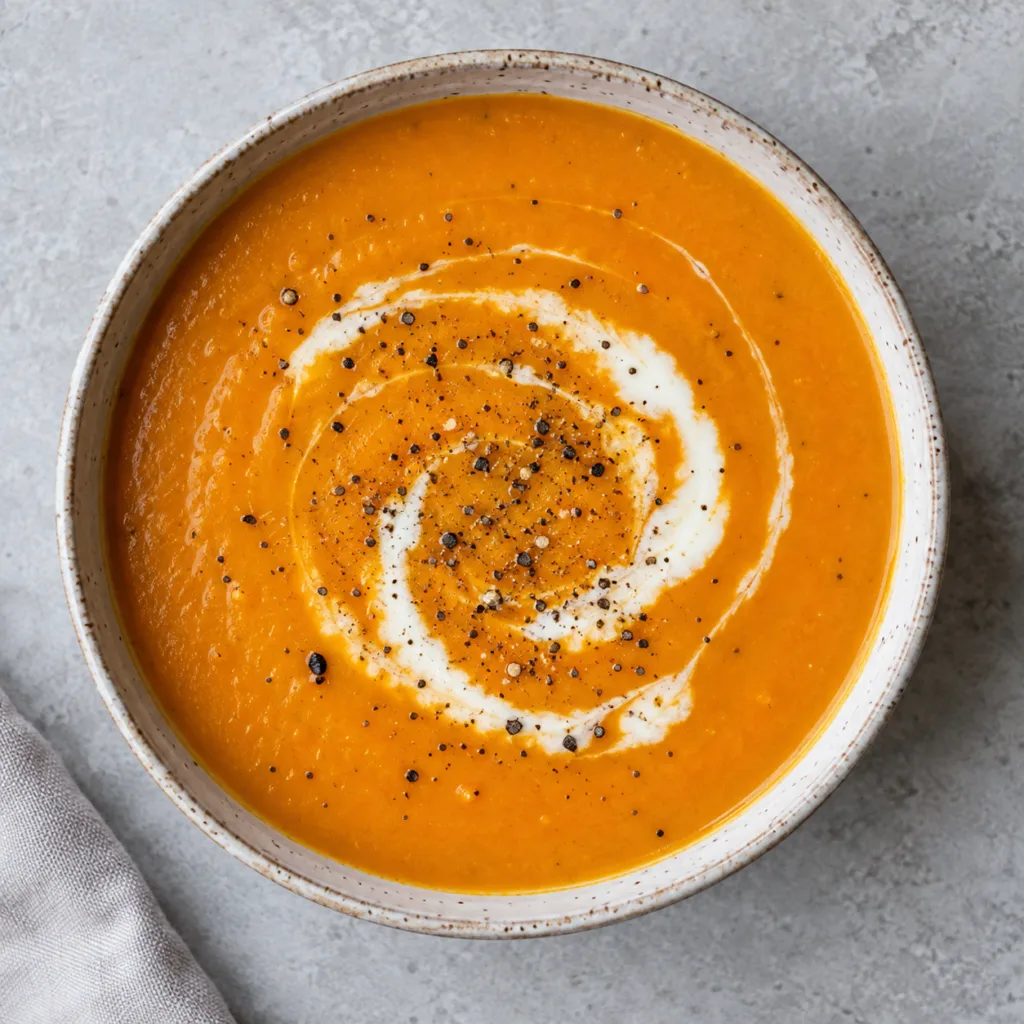 Bol de velouté de légumes vu de dessus