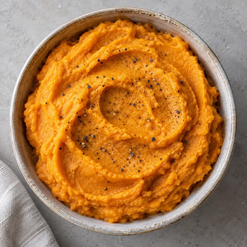 Bol de purée de légumes au Thermomix vu de dessus