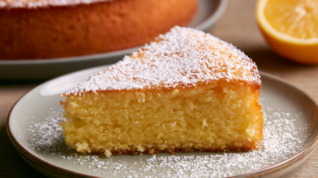 Part de gâteau au yaourt sur assiette