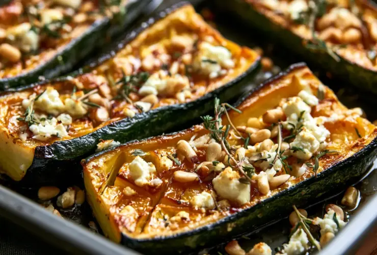 Courgettes rôties au four caramélisées à la feta
