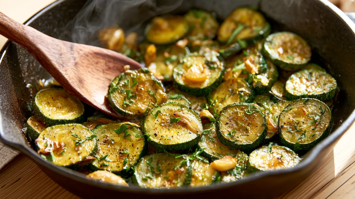 Courgettes à la poêle dorées à l'ail et aux herbes