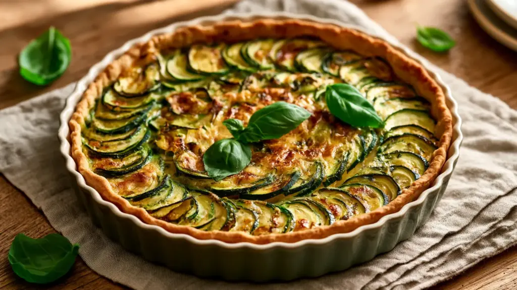 Tarte à la courgette ricotta et basilic en rosace