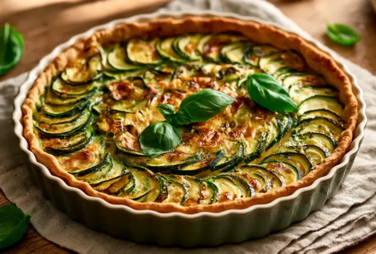 Tarte à la courgette ricotta et basilic en rosace