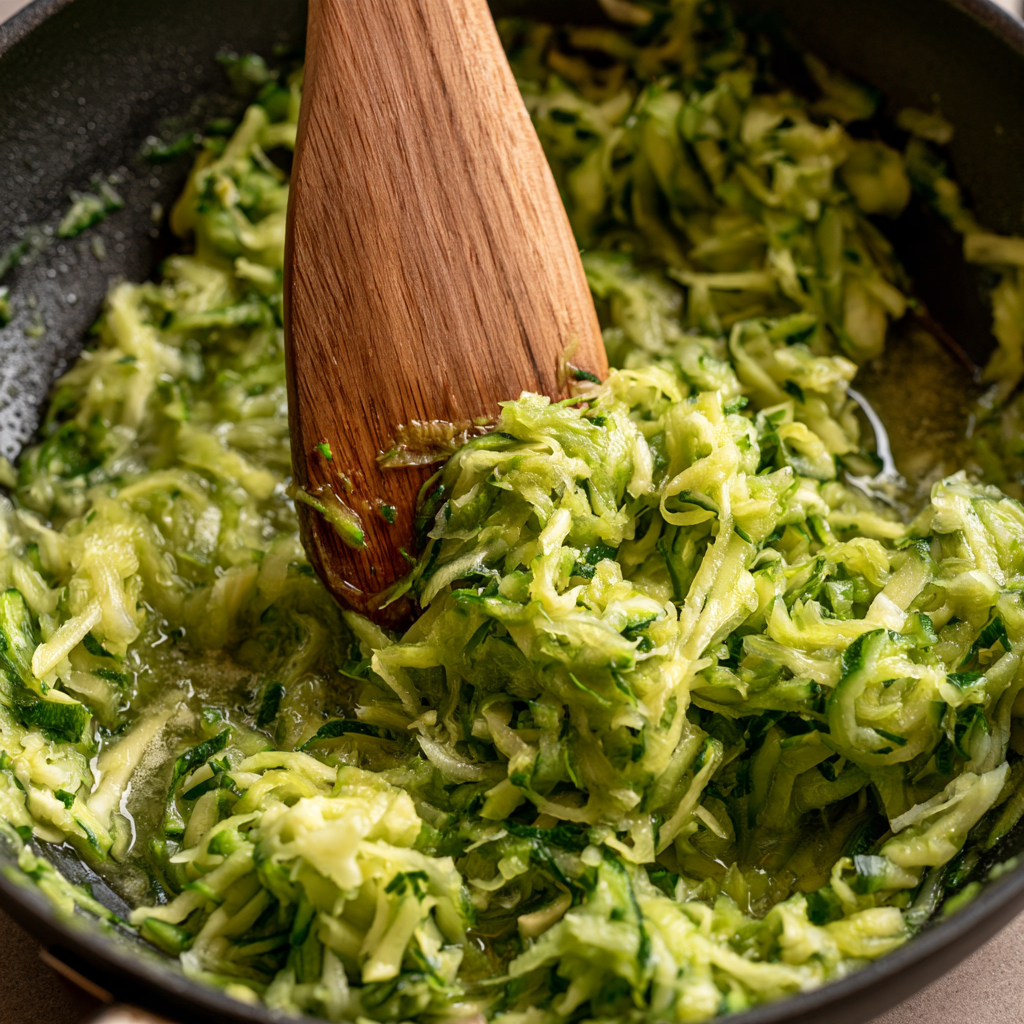 Faire revenir les courgettes râpées pour le flan