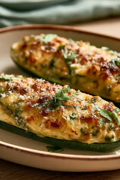 Courgettes farcies légères au four gratinées au parmesan