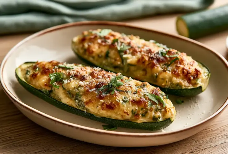 Courgettes farcies légères au four gratinées au parmesan