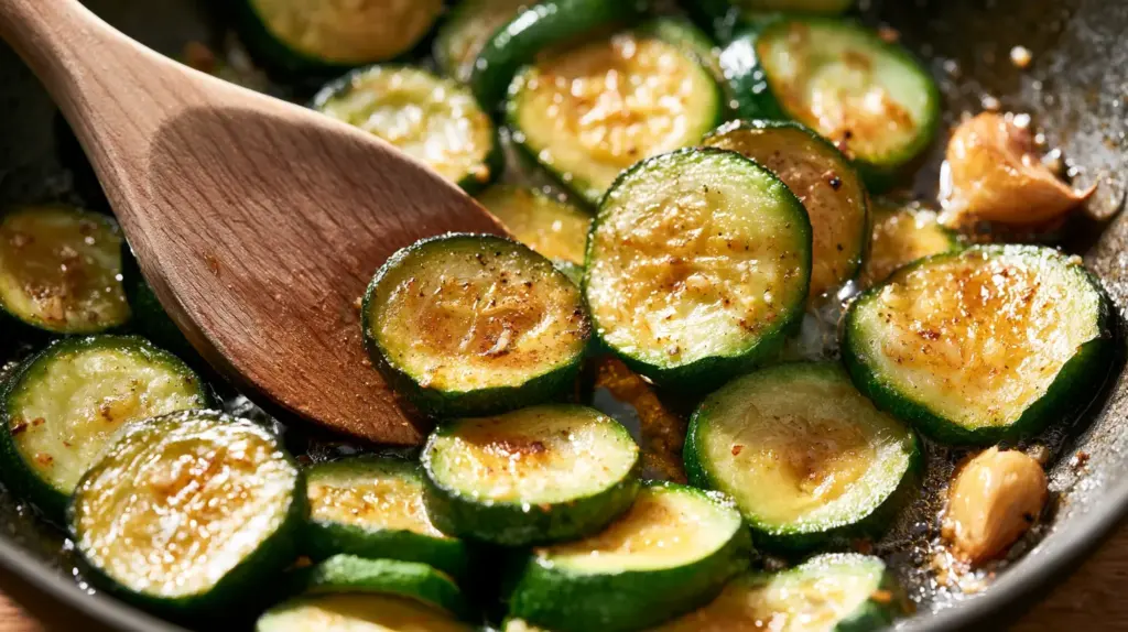 Précuire les rondelles de courgette à la poêle
