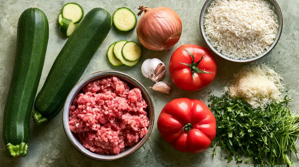Ingrédients des courgettes farcies légères