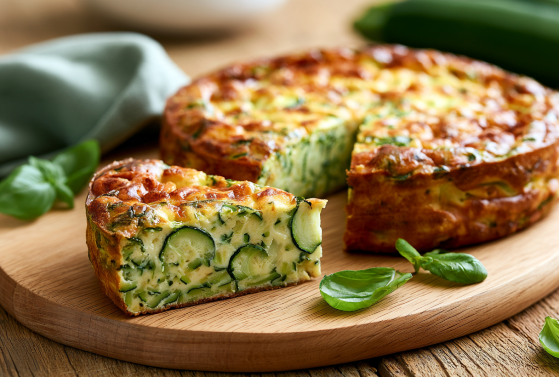 Flan de courgettes léger sans pâte tranché