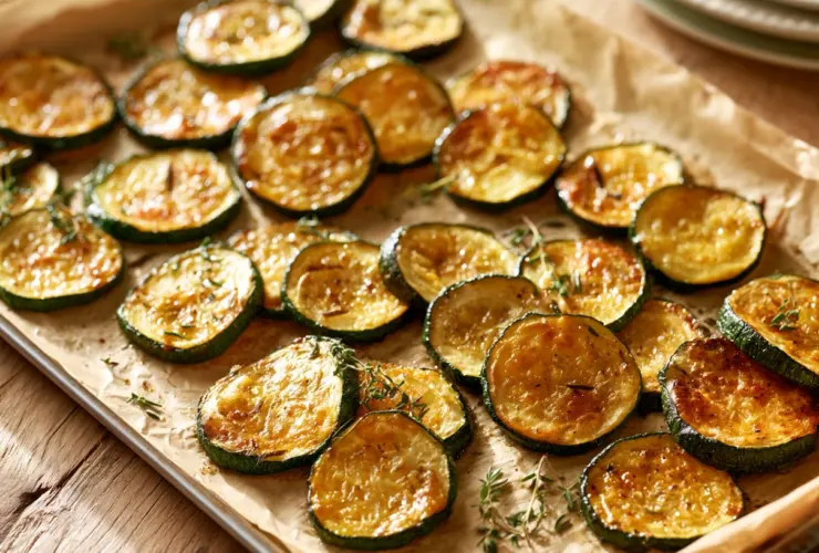Courgettes au four rôties dorées sur plaque