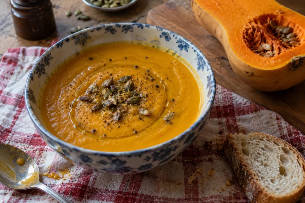Soupe butternut Thermomix : bocaux de soupe de butternut refroidie prêts pour le réfrigérateur